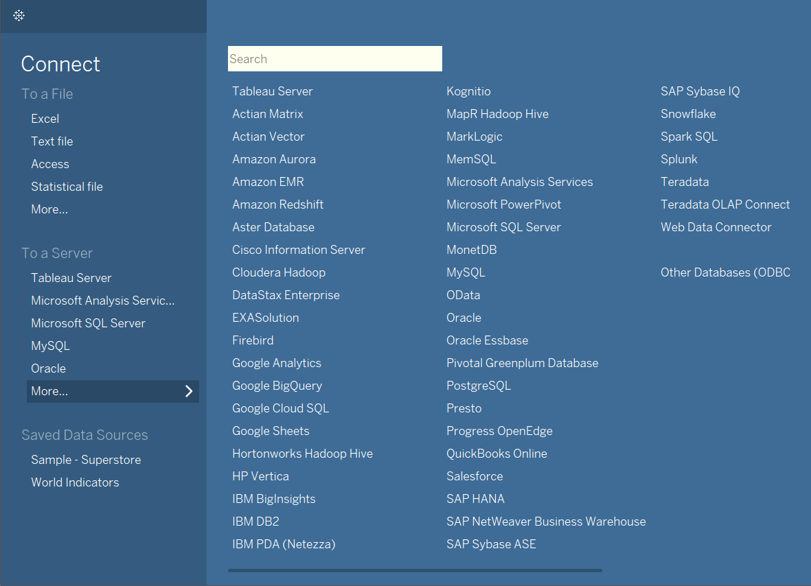 Layar Connect di Tableau